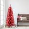 6 Pack: 4.5ft. Pre-Lit Red Tinsel Artificial Christmas Tree, Clear Lights